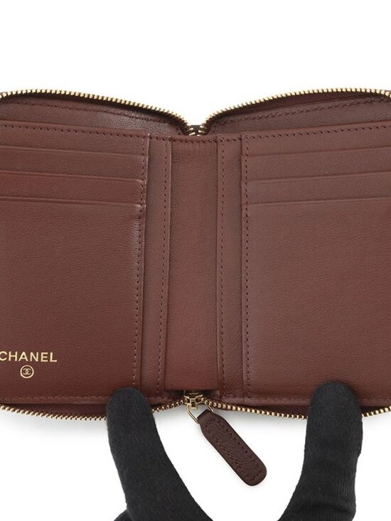 Chanel Bifold Wallet CC Logo Round Zip Compact Grain Gotoskin - Picture 4 of 10